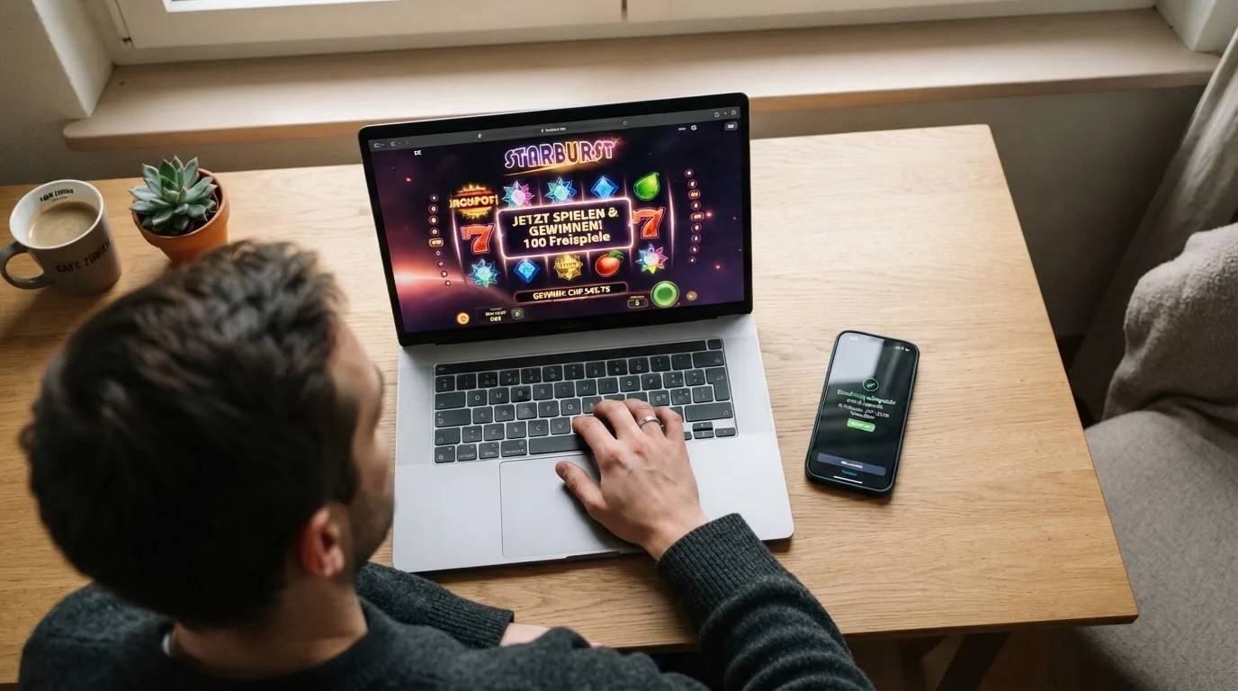 Person am Laptop liest eine Übersichtsseite zu Geldspielen im Internet — 10 franken bonus ohne einzahlung casino