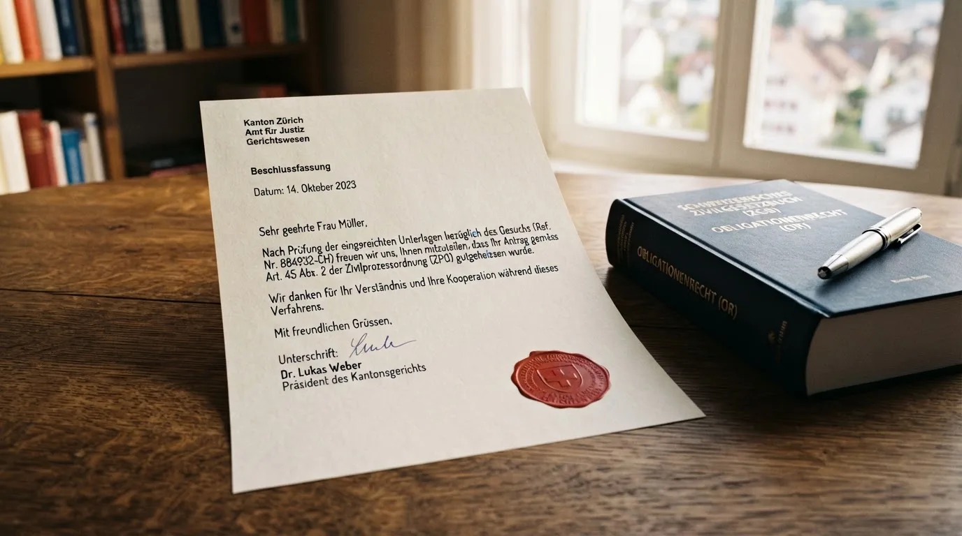 Amtliches Schreiben mit Stempel auf einem Schreibtisch neben einem Gesetzbuch — 150 freispiele ohne einzahlung