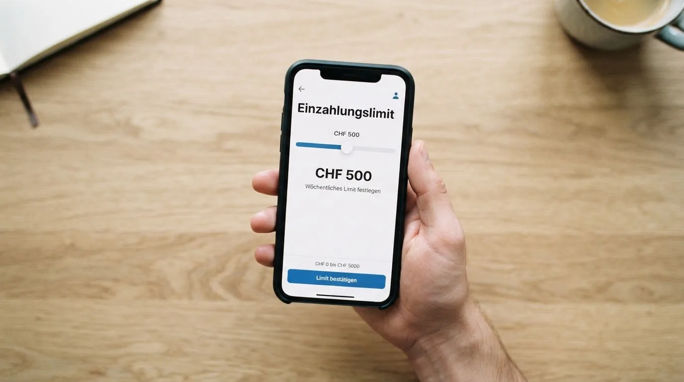 Hand hält ein Smartphone mit einem Formular zur Einzahlungsgrenze, ruhige Stimmung — beste online casino ausland