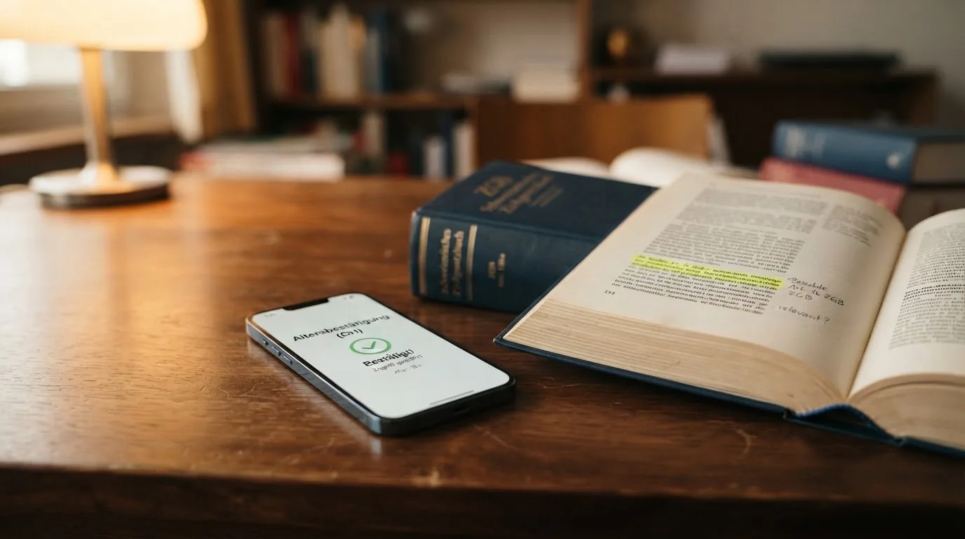Amtliches Schreiben mit Stempel auf einem Schreibtisch neben einem Gesetzbuch — beste online casino mit banküberweisung bezahlen