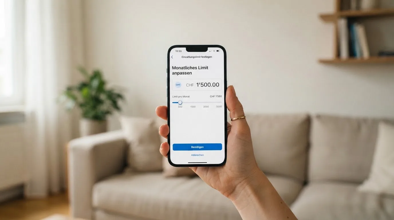 Hand hält ein Smartphone mit einem Formular zur Einzahlungsgrenze, ruhige Stimmung — beste online casinos echtgeld