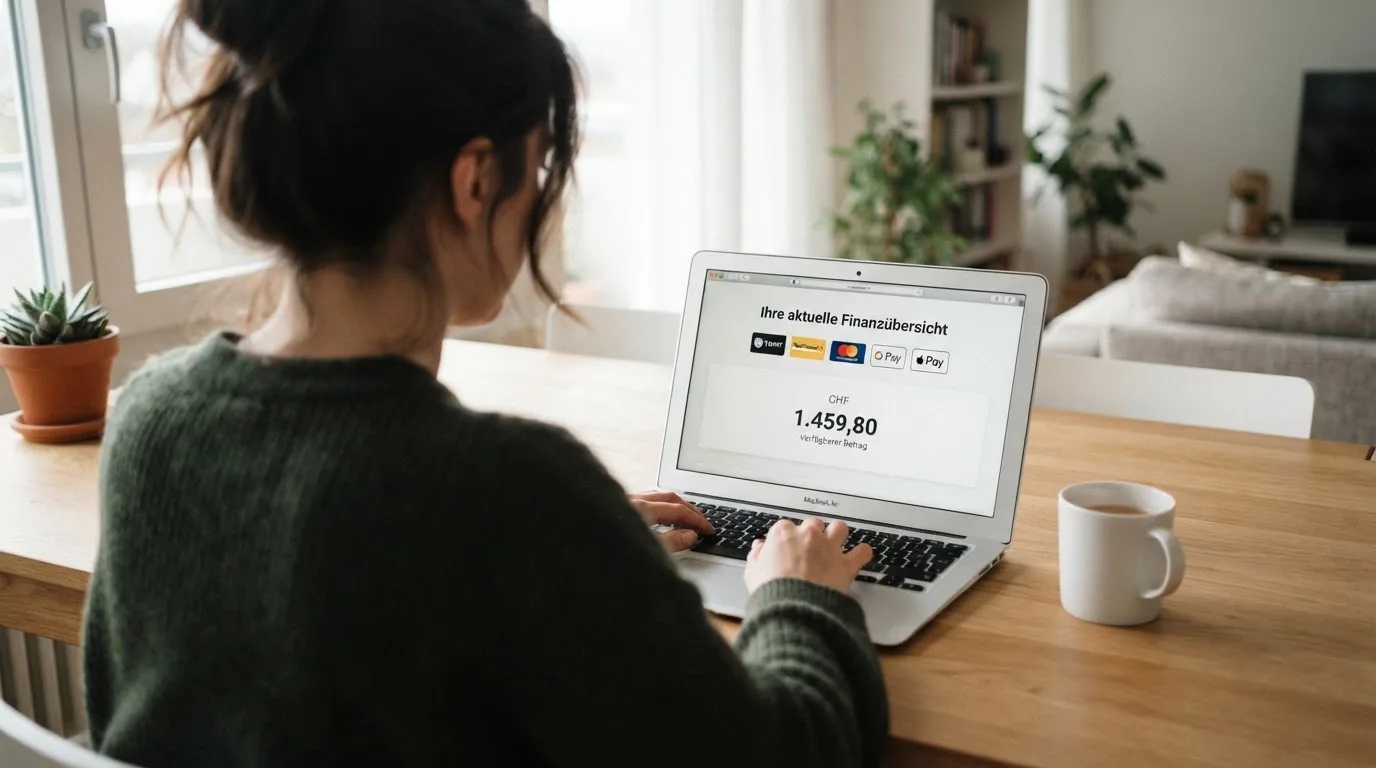 Person am Laptop liest eine Übersichtsseite zu Geldspielen im Internet — beste online casinos schweiz mit no deposit bonus