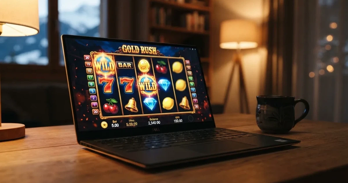 Walzen eines Spielautomaten im Demomodus auf einem Computerbildschirm — online casino bonus ohne einzahlung ohne download