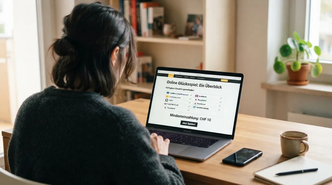 Person am Laptop liest eine Übersichtsseite zu Geldspielen im Internet — online casino bonusbedingungen